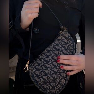CHRISTIAN DIOR Saddle Pochette Monogram Oblique Canvas Mini Bag